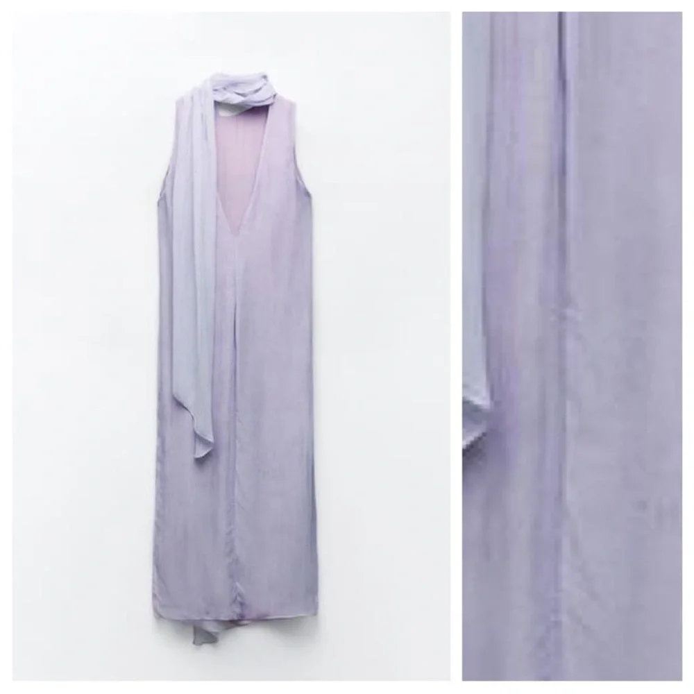 Zara Lilac Viscose Flowing Printed Midi Dress 8077/041/290/014 - Picture 10 of 10